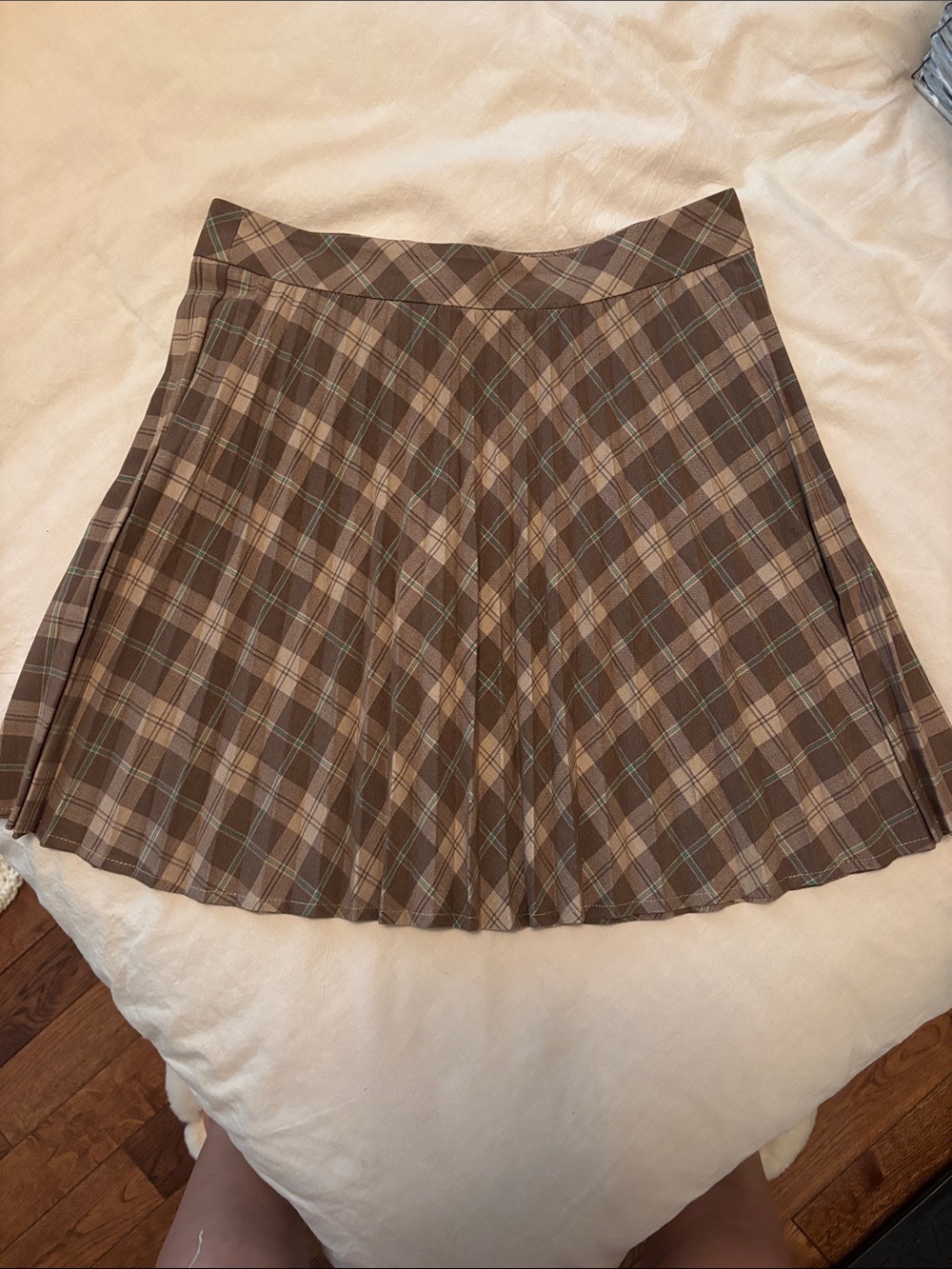 Sunday best size 4 Pleated Brown Plaid Mini Skirt - Picture 1 of 3